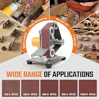 Mini Electric Belt-Sander Knife-Sharpener Sanding Machine - Small Bench Grinder Kit 7 Speed Adjustable Power Polisher DIY Polishing Grinding Tool For Knife Making, Wood Metal Working, Handcraft