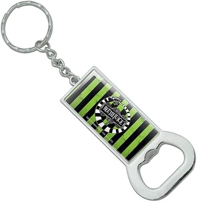 GRAPHICS & MORE Beetlejuice Beetle Worm Keychain Rectangle Chrome Plated Metal Bottle Cap Opener