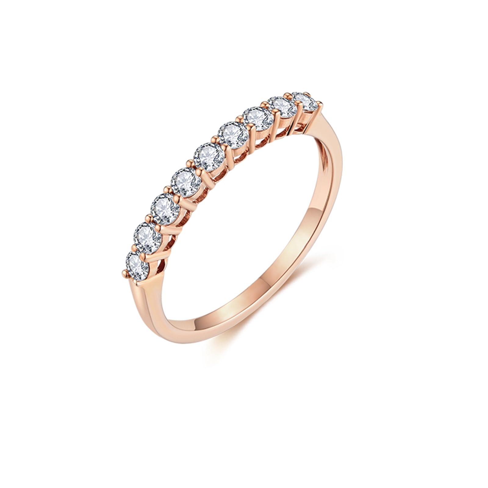 Weißgold Ring Damen 750 Elegantes Reihendesign mit rundem Diamanten, Goldring Damen Echtgold für Sie Größe 47 (15.0)-65 (20.7)| 9K 14K 18K Weißgold | Trendiger Modeschmuck für Valentinstag