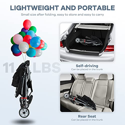 HCY Dog Stroller, Pet Stroller Wheels Carrier Strolling Cart Travel Folding Cart for Puppy Small-Medium Dog, Cat (Black), 18.5 x 33 x 38.5 (inch) - Thumbnail 4