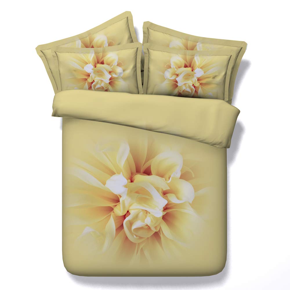Housse de couette 240x220cm jaune avec taies d'oreiller