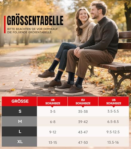 PULIOU Merino Socken Herren Damen Thermosocken Wandersocken Outdoor & Trekking-Socken, Anti-Blasen, Gepolstert Arbeitssocken Wintersocken，Schwarz 43-46