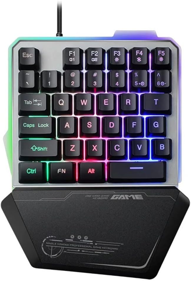 One Handed Keyboard, Jancal RGB Gaming Single-Handed Keyboard with 35 Keys for PS4/Xbox/PC, Portable Mini Left Hand Keypad RGB Backlit/Macro Definition, Wired USB Mobile Game Half Keypad