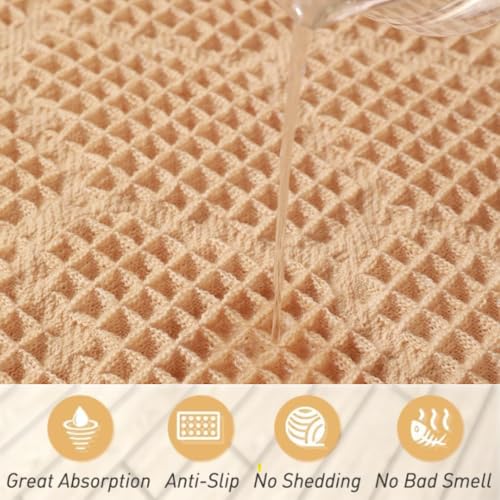 Image of HomeCloud Waffle Bath Mat, Super Absorbent Non Slip Mats for Bathroom Floor, Machine Washable Bathroom Rugs with Tassels,Ultra Soft (T.Cream)