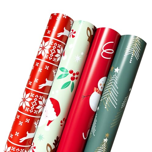 Papier cadeau de Noël Père Noël et renne pour décorer le pied du sapin en famille
