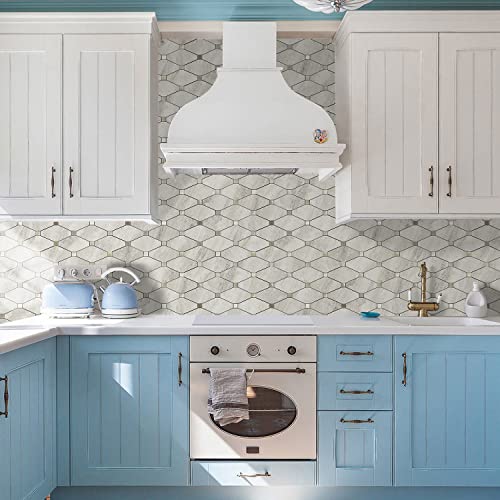 Stickgoo 10 Sheets Peel And Stick Backsplash, Beige Marble Look Stick On Mosaic Tiles, Matte Pvc Mixed Metal Gold Self Adhesive Tiles For Kitchen thumb #3