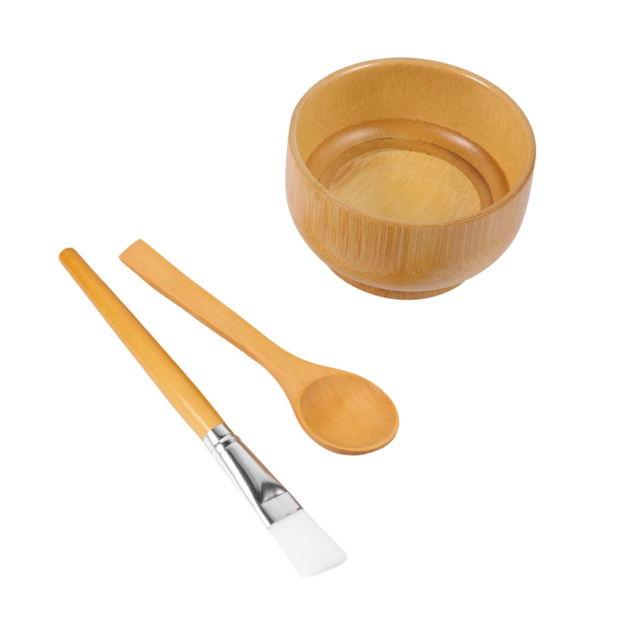3pcs Bamboo Mixing Bowl Set for Diy Face Mask Eco-friendly Facial Skin Care Tool Kit with Spoon and Brush Lightweight and Reusable Mixing Bowls for Home and Travel