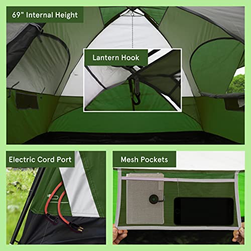 Coastrail Outdoor 6 Person Camping Dome Tent With Large Screen Room And Removable Rainfly, Waterproof, Easy Set Up For Family Camping, Hiking, Green #TOP5