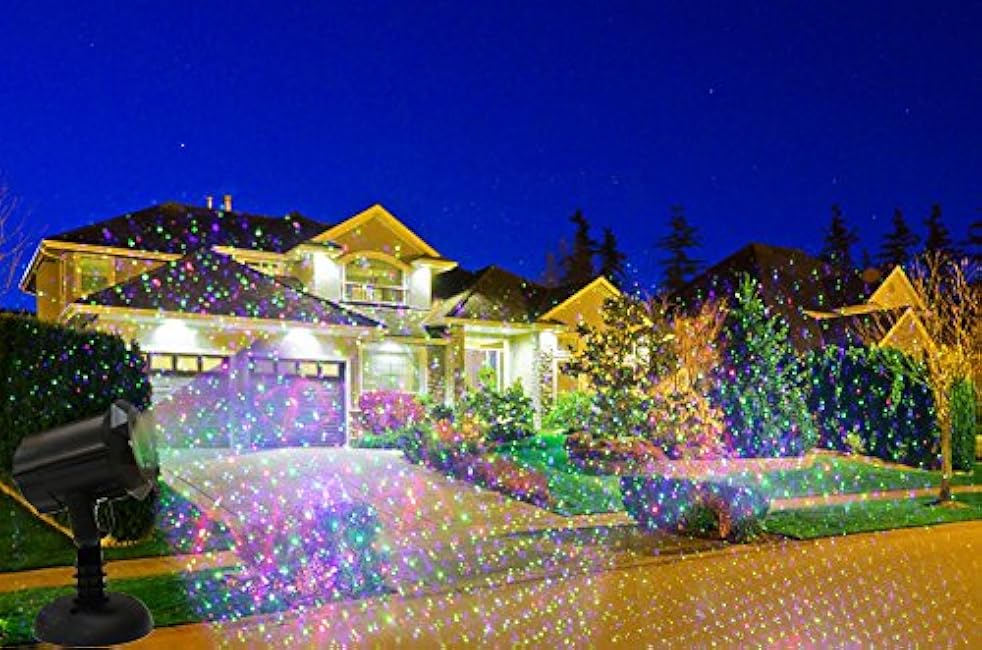 LEDMall Christmas Laser Projector Lights Outdoor, Motion Firefly Red, Green and Blue with Remote Control and Security Lock