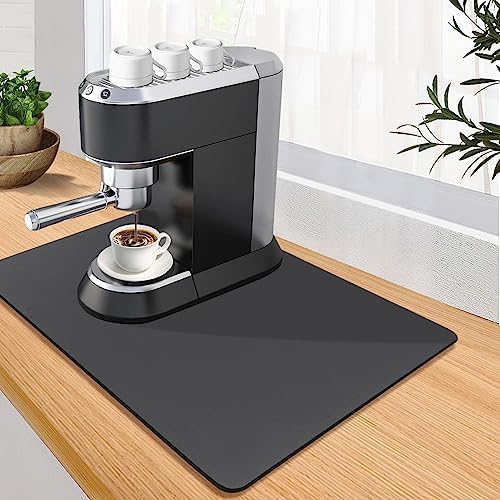 Verymat Coffee Mat: 12"x19" Thicker & Super Absorbent Hide Stain Rubber Backed Dish Drying Mat for Kitchen Counter, Coffee Bar Mat for Countertop Fit Under Coffee Maker Espresso Machine Coffee Machine
