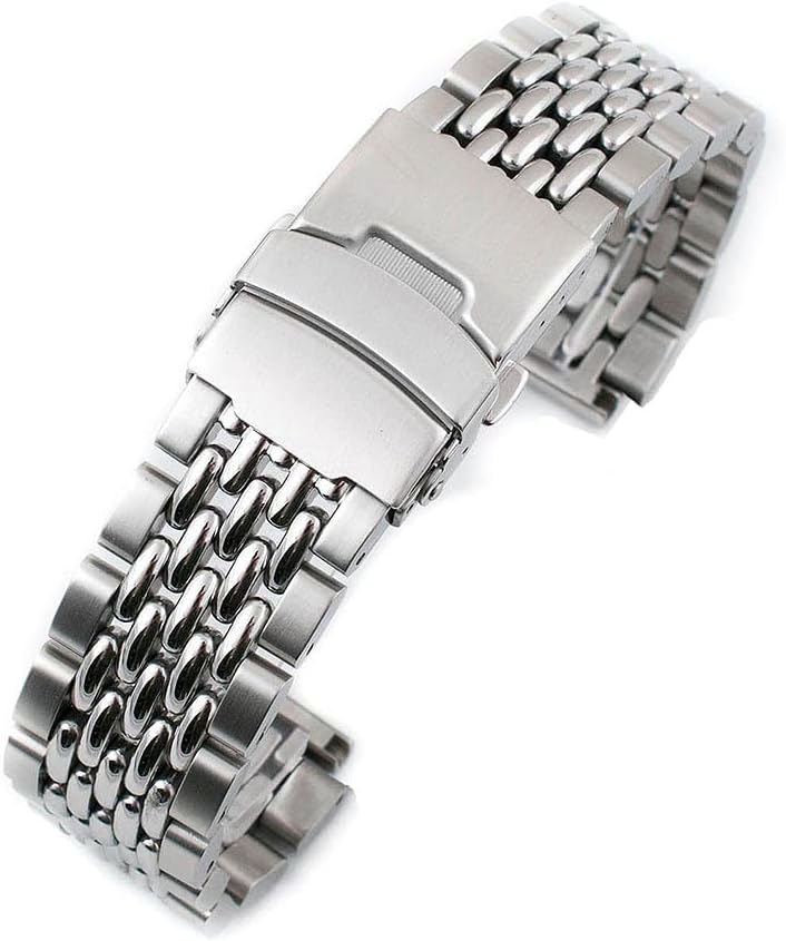 Watch Bracelet for Q Timex Band Replacement fits 36mm, 38mm, 40mm, M79, GMT, Chronograph - TQ18 Quick Release Beads of Rice Bracelet Strap - Stainless Steel Vintage BOR 18mm (Silver)