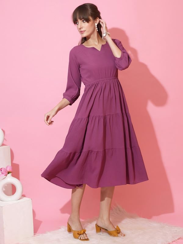 Image of Sheetal Associates Women's Casual Crepe Fit and Flare Dress| Comfortable Relaxed Fit Summer Party Dress
