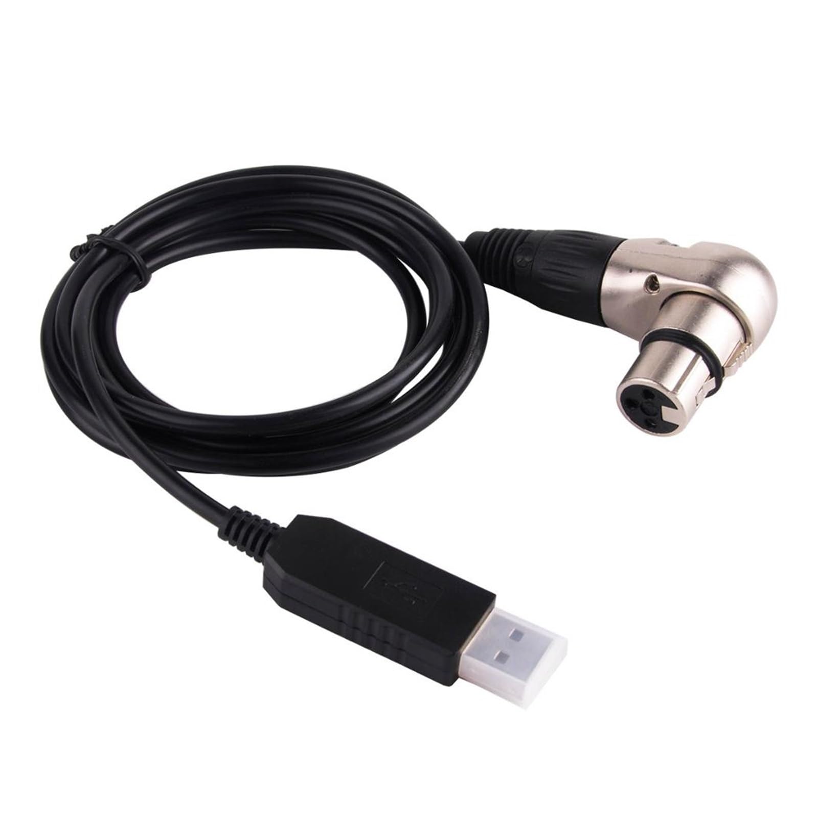Interfejs USB do RS485 DMX512 komputer PC kontroler oświetlenia scenicznego ściemniacz kątowy kabel King (1 m, czarny kątowy męski)