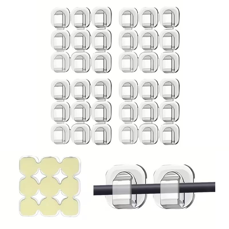 MaruHub 36 PCS Transparent Cable Clips for Wall, Self Adhesive Wire Holder, Cord Organizer, String Light Clips, Cable Management Holders for Home, Office, Desk, Garden & Balcony Decoration-picture-23