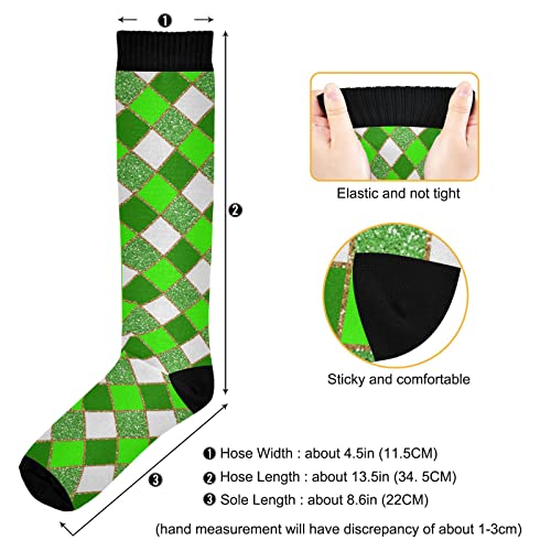 Image of Wusikd Gold Green Glitter Compression Socks for Women and Men Circulation Stripes Long Socks for Athletic Running 1