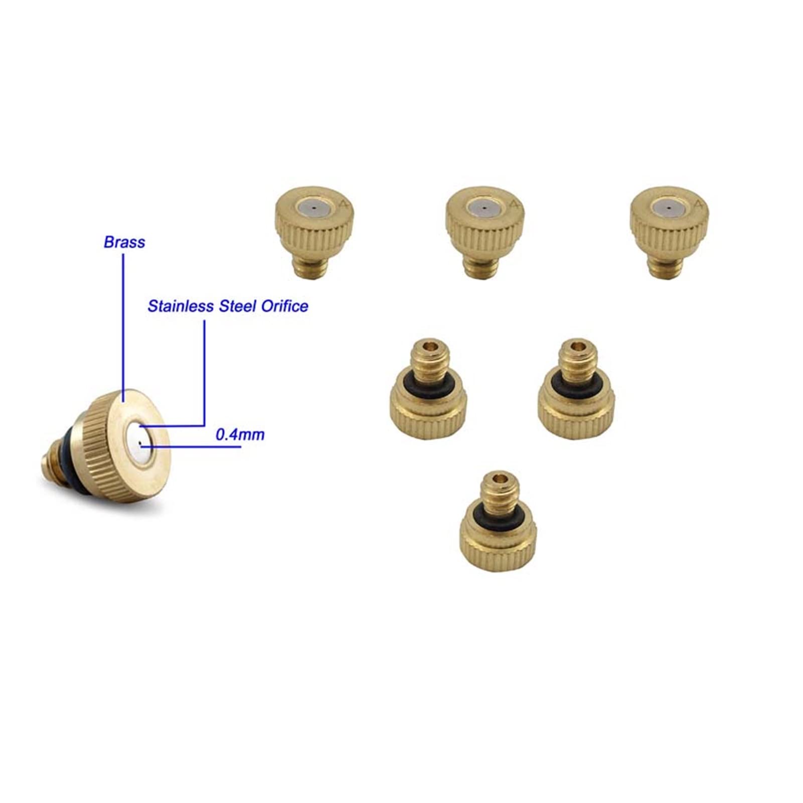 System nawadniania zraszaczy ogrodowych 50 sztuk Dysza zraszająca mosiężna ogrodowa Dysza zraszacza 10-24 Unc. Wątek (Color : 0.1mm)