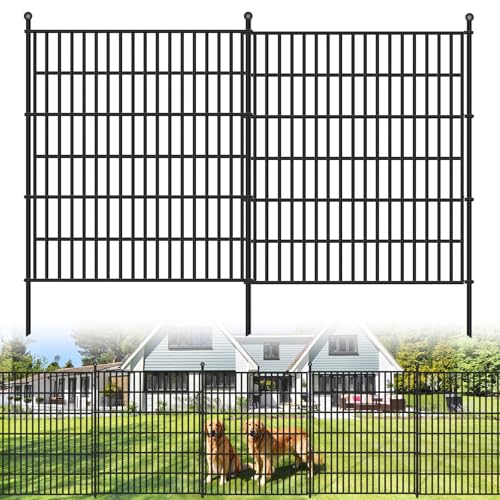 Image of Toolterritary 5 Panels No Dig Garden Fence, 32 in(H) X12.1 ft(L) Metal Fence Panels, Thickened Rustproof Garden Fencing, Animal Barrier for Dogs, Rabbits, and Patio