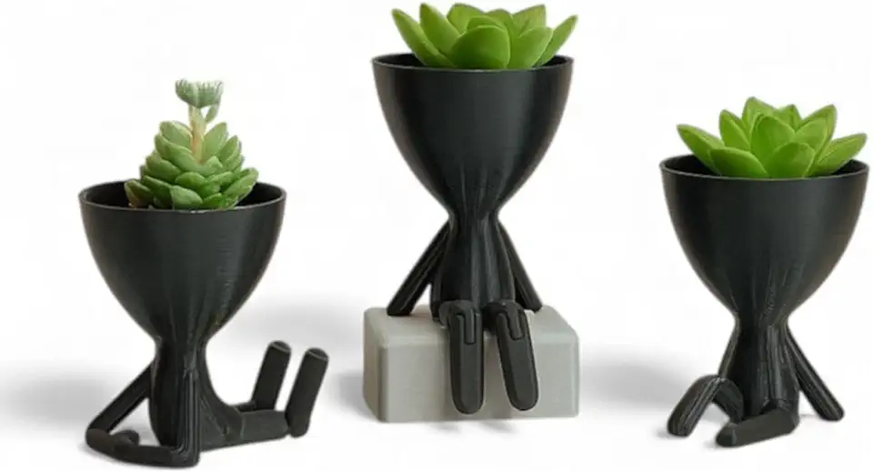 Kit 3 Vasos Mini Vasinho Plantas Cactus Suculentas decoração de casa Vaso de Plásico com 8cm(Preto)