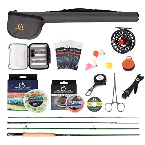 M MAXIMUMCATCH Maxcatch Premier Fly Fishing Rod and Reel Combo Complete 9' Fishing Outfit (Premier Rod+Black AVID Reel, 6 wt -9' Half-Handle Rod,5/6 Reel)