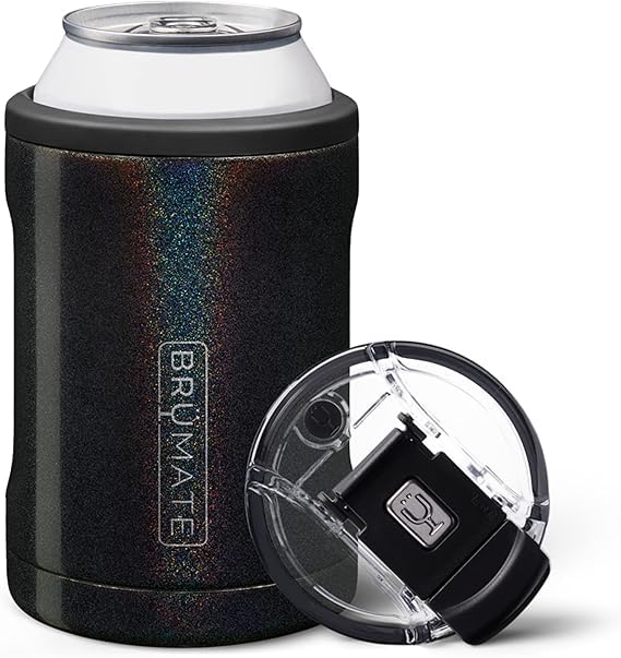 BrüMate Hopsulator DUO 2-in-1 Can Cooler Insulated for 12oz Cans + 100% Leak Proof Tumbler with Lid | Can Insulated for Hard Seltzer, Beer, Soda and Energy Drinks (Stainless)
