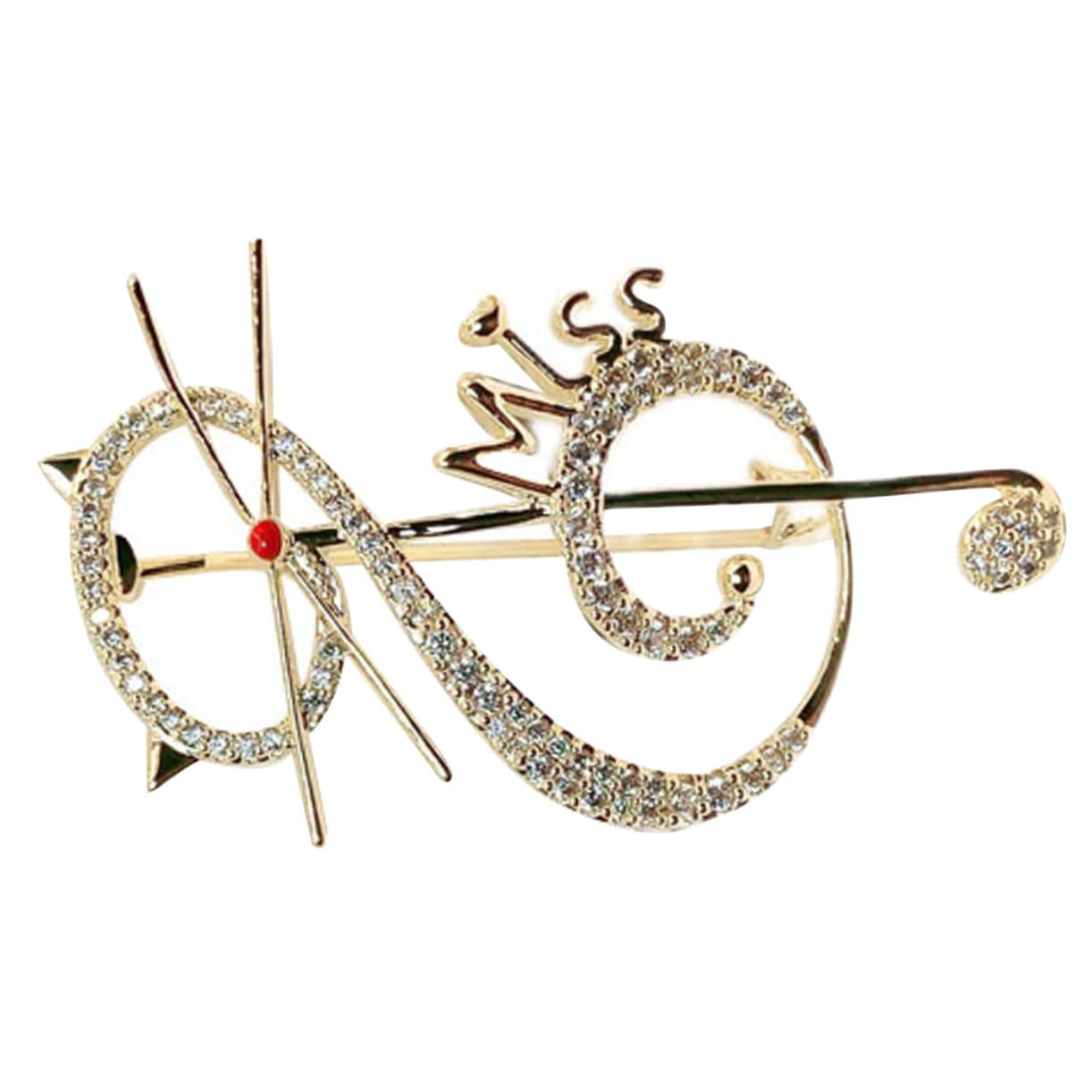 GALPADA spilla nota musicale spilla a forma di gatto spilla in zircone spille retrò spilla abbigliamento spilla Madre arredamento d'epoca ornamento di zirconi Spilla gatto ， Golden