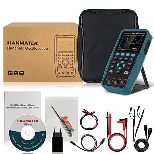 Digital Oscilloscope 100MHz Bandwidth, 2 Channel 3 in 1 Oscilloscope/Multimeter/Signal Generator Mini Oscilloscope with 3.5" TFT Backlit Screen, Auto Calibration Function, Memory Function HANMATEK