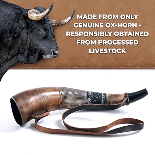 Image of Norse Tradesman Viking War Horn, Genuine Ox Horn, 18 in, Battleseer