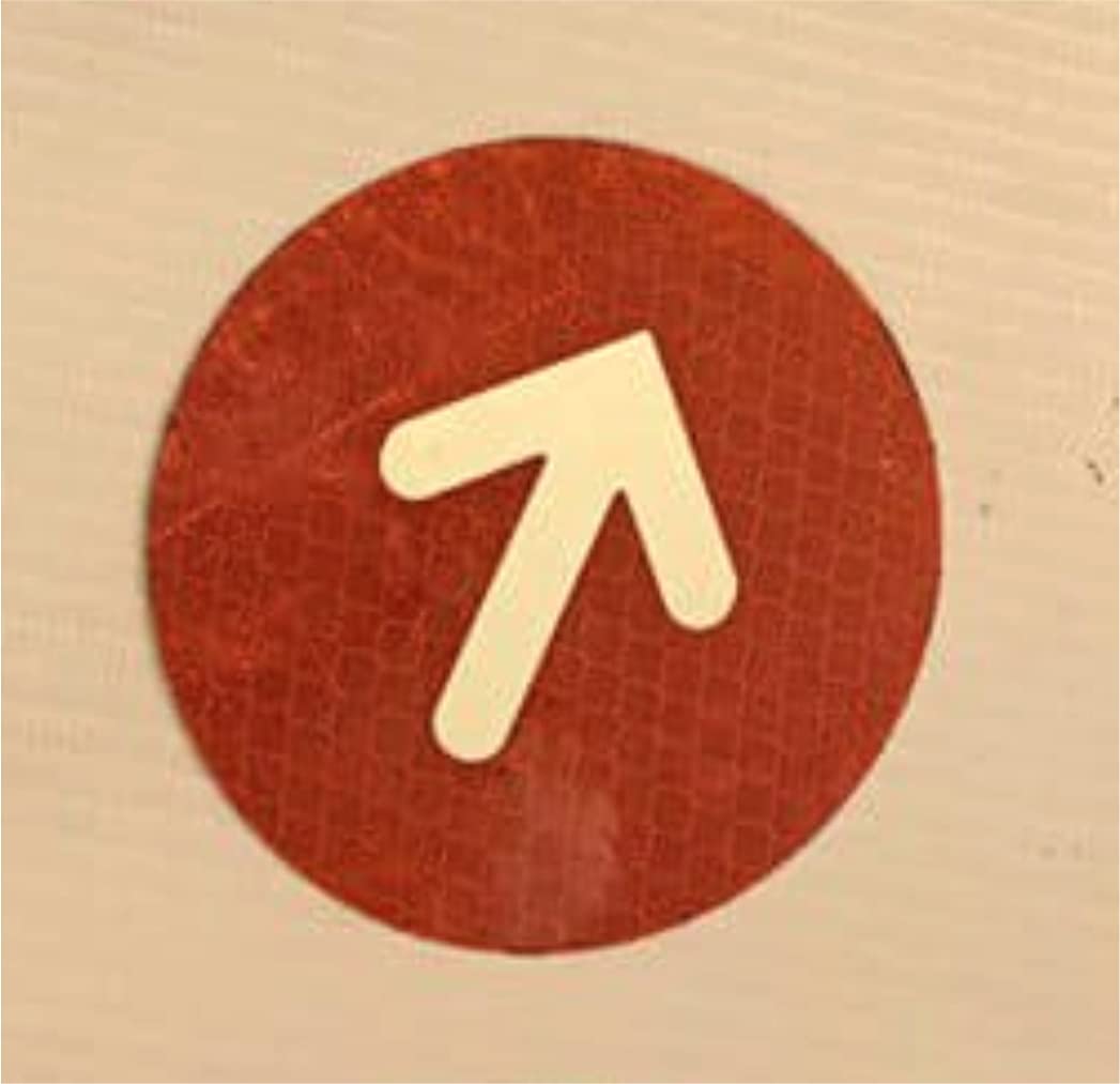 Floor Number Sign|Office Sign with 3M 3M Retro Reflective Base with Reflective Radium Cutout Number| 0 to 9 & Arrow in Red Color Size : 75mm Dia - Arrow