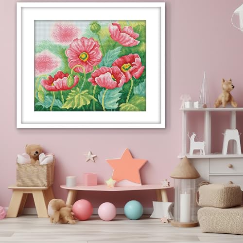 Image of DIAMOND DOTZ Watercolour Poppies Diamond Painting Kits for Adults - Diamond Art Kits a Relaxing Creative Craft Kit with Dotz Gems 11.8x14.6