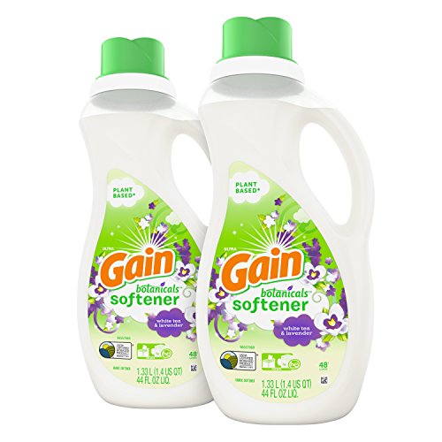 Gain Botanicals Liquid Fabric Conditioner (Fabric Softener), White Tea & Lavender, 44 Oz Bottles, Pack of 2, 96 Loads Total