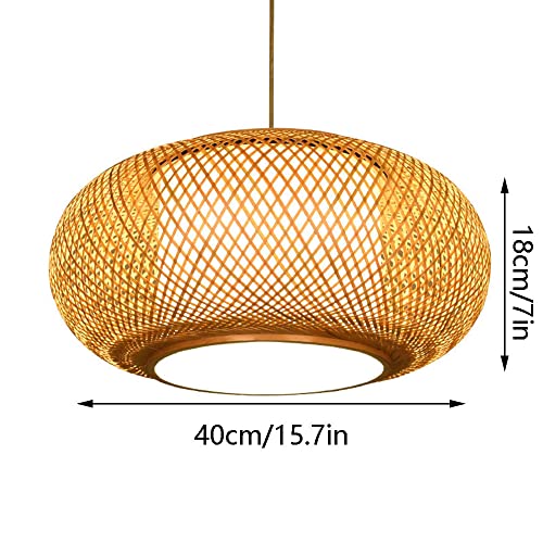 Lámpara colgante de mimbre tejida ovalada de 40 cm para techo de comedor 5