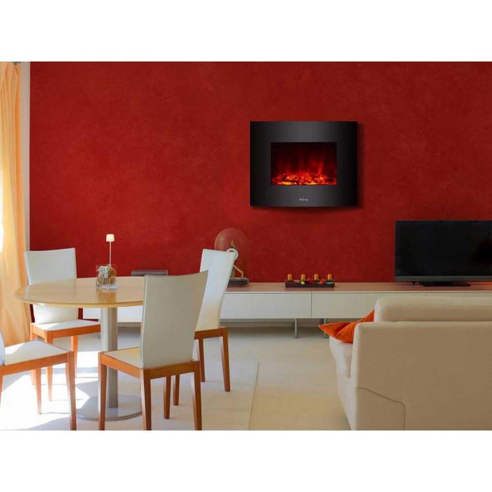 Chimenea Eléctrica, 2000W, Cristal Templado Negro, con pie y Mando a Distancia CHE-340 Purline