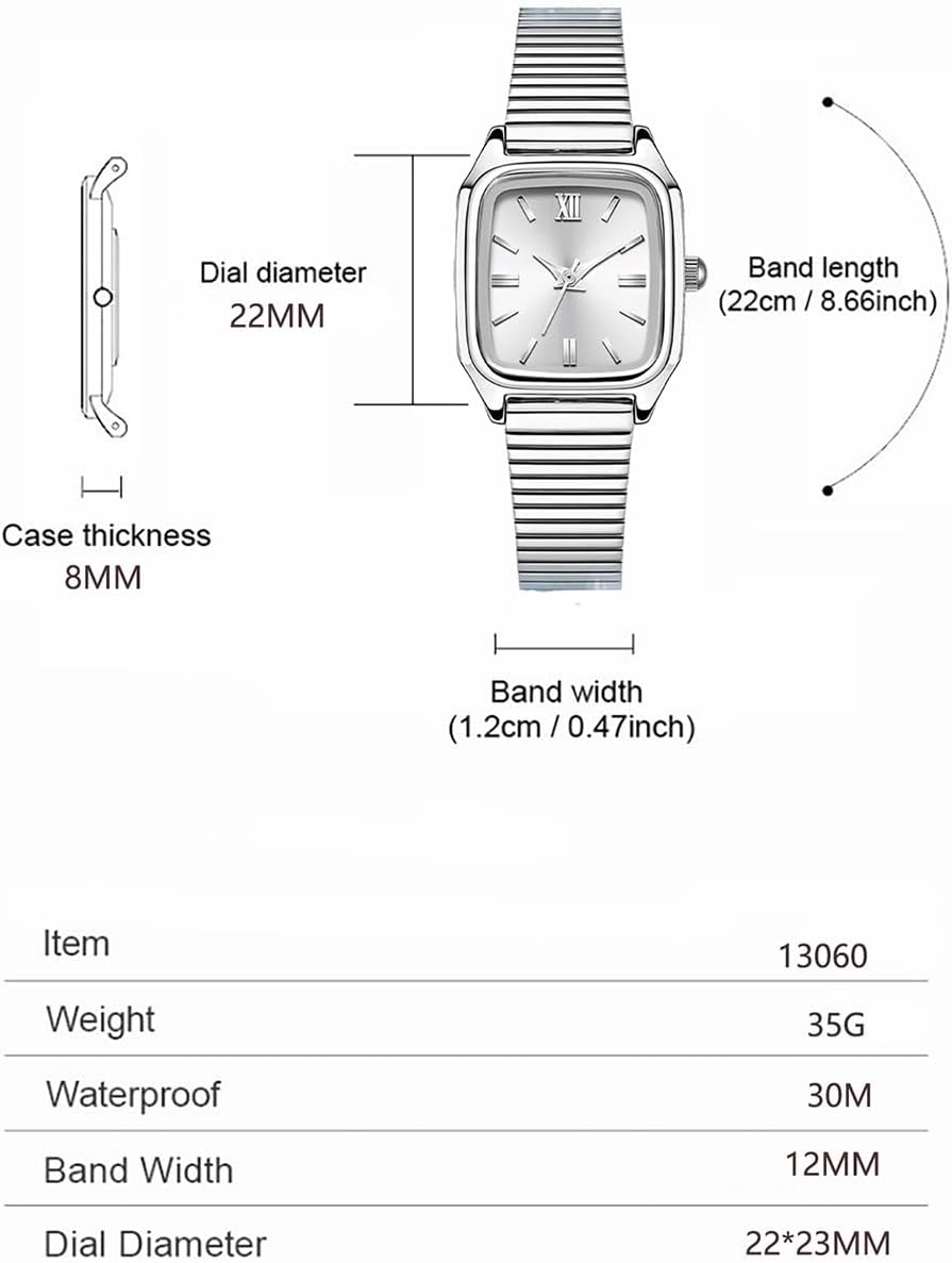 BESTKANG Vintage Square Women's Watch Stainless Band Women's Waterproof Easy-to-Read Gold Quartz Watch - Image 5