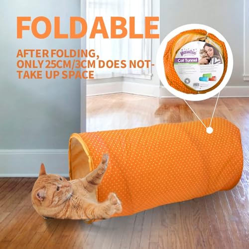 PAWISE Collapsible Cat Tunnel,Interactive Pet Play Tube for Cats, Kittens, Puppies & Rabbits, Foldable Indoor Cat Toy with Pop-Up Design for Hiding, Chasing & Exercise (Random Color)
