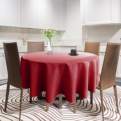 HIGHFLY Linen Round Tablecloth 45 Inch Waterproof Wine Tablecloth for Kitchen Talking Table Coffee Bar