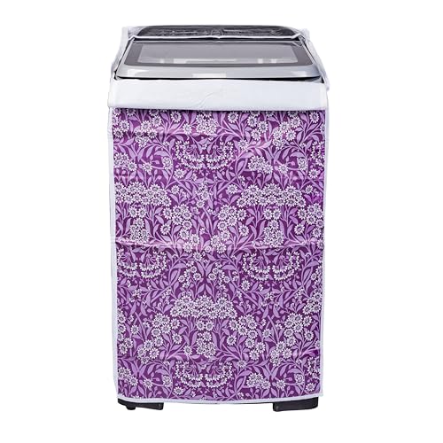 Image of Classic Top Load Washing Machine Cover Suitable for IFB Back Panel 7 Kg, 7.5 Kg, 8 Kg, 8.5 Kg, 9 Kg (60cmsX60cmsX90cms, Purple Flower)