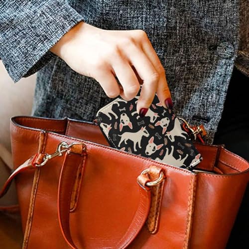 Bull Terrier Cartoon Dog Credit Card Holder Case Wallet RFID Leather Zipper Small ID Card Case for Women 7