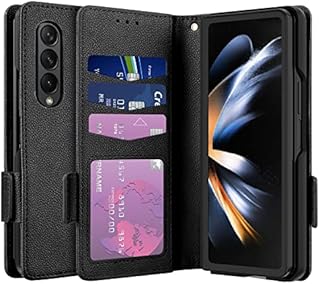 Donwell for Galaxy Z Fold 4 5G Case, Z Fold 4 Case Wallet for Men Women, PU Leather Magnetic Flip Folio Case with 3 Card Slots Kickstand Phone Cover for Z Fold 4 5G 2022 (Black)