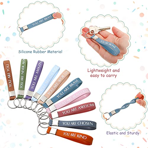 Inbagi 10 Set Inspirational Gifts Bulk for Women with 10 Keychains and 10 Bags Thank You Employee Appreciation for Adults3