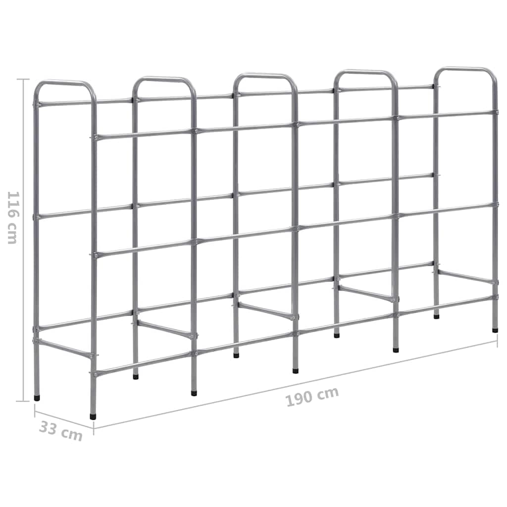 Scaffale per 12 scatole, in acciaio, 190 x 33 x 116 cm, colore argento