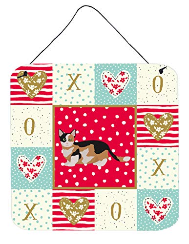 Caroline's Treasures CK5650DS66 Munchkin Cat Love Wall or Door Hanging Prints, Red Aluminum Metal Sign Kitchen Wall Bar Bathroom Plaque Home Decor, 6x6, Multicolor