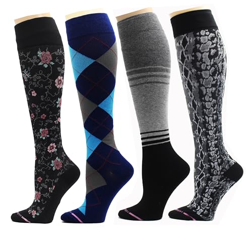 Image of Dr. Motion 4 Pairs Therapeutic Graduated Compression Women's Knee-hi Socks