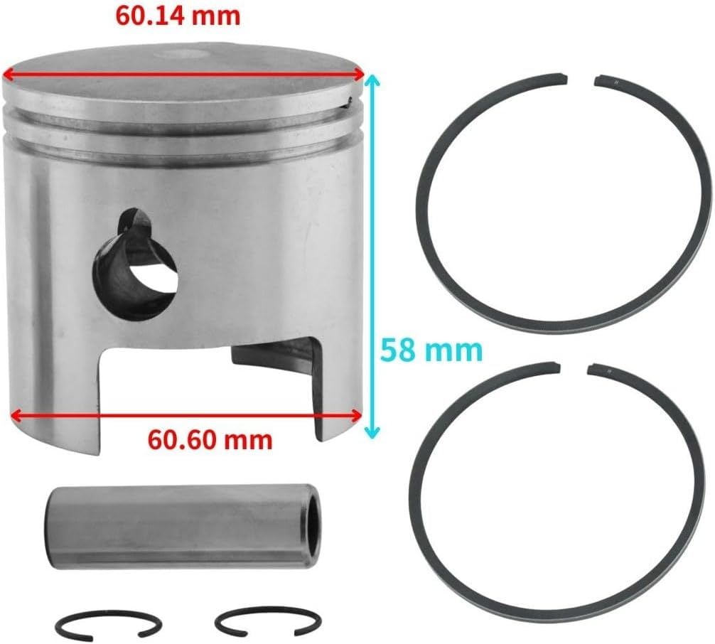 Asaki 350-00004-1 Piston Kit Oversize 0.50 Compatible with Tohatsu Nissan 9.9-18 hp Outboard with Piston Ring 1986-2003