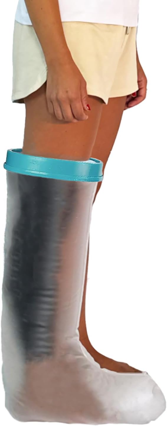 Adult Leg Cast Cover, Waterproof Cast Wound Protector for Shower Bath, Reusable Bandage Dressing Protective Sleeve Bag for Broken Surgery Leg, Foot, Ankle Wound and Burns