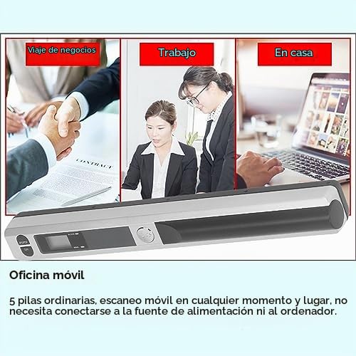 Escáner Portátil, Pantalla Clara Formato JPG PDF Versátil Plug and Play Escáner Fotográfico Portátil de 3 Modos Escaneo Rápido para Empresas (Silver)