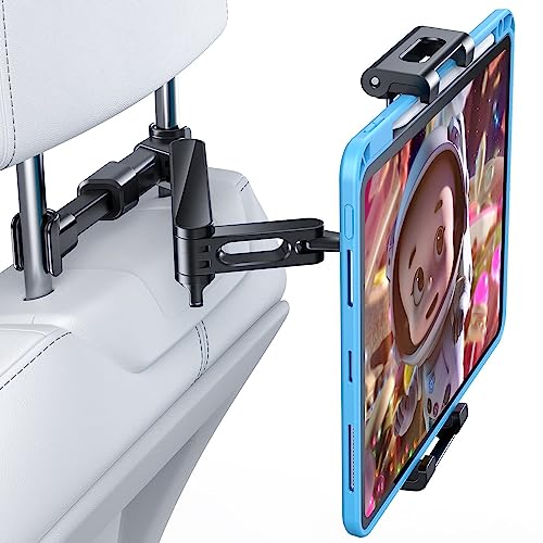 Image of FKU Car Back Seat Headrest Mobile Mount Holder, [ Double Extendable Stick ] 360 Degree Rotation iPad Car Holder Back Seat for Tablets,and More 4.7-12.9 inch Devices (Q2)