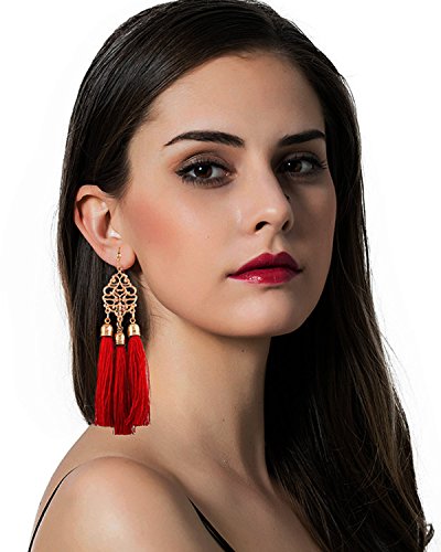 Image of Young & Forever Gift Boho Carnival Sea Island Long Tassel Earrings Handmade Beaded Bohemian Women Statement Beads Dangle Earrings Ethnic Jewelry Fringe Earrings