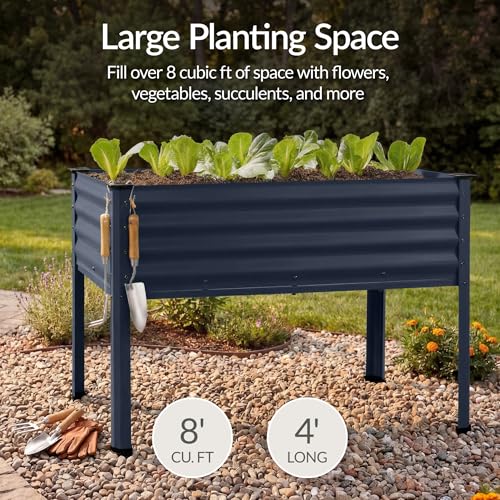 Image of Best Choice Products 48x24x30in Galvanized Raised Garden Bed, Metal Elevated Planter Box, Vegetable Garden for Backyard, Patio, Balcony, 100% Non Toxic Materials - Navy Blue