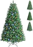 Photo Gallery sinchereu pre-illuminato albero di natale, 180 cm albero di natale con 350 luci incorporate, 9 modalità luce, 1400 rami folti in pvc, decorazione natalizia con supporto in metallo Photo Gallery sinchereu pre-illuminato albero di natale, 180 cm albero di natale con 350 luci incorporate, 9 modalità luce, 1400 rami folti in pvc, decorazione natalizia con supporto in metallo
