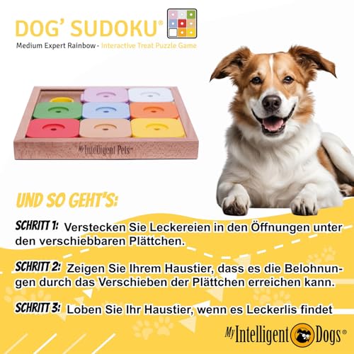 My Intelligent Dogs Interaktives Hundespielzeug Intelligenz, Hundepuzzle - Intelligenzspielzeug für Hunde Mentalen Auslastung - Interaktives Spielzeug Hund, Denkspiele für Hunde Sudoku M Rainbow